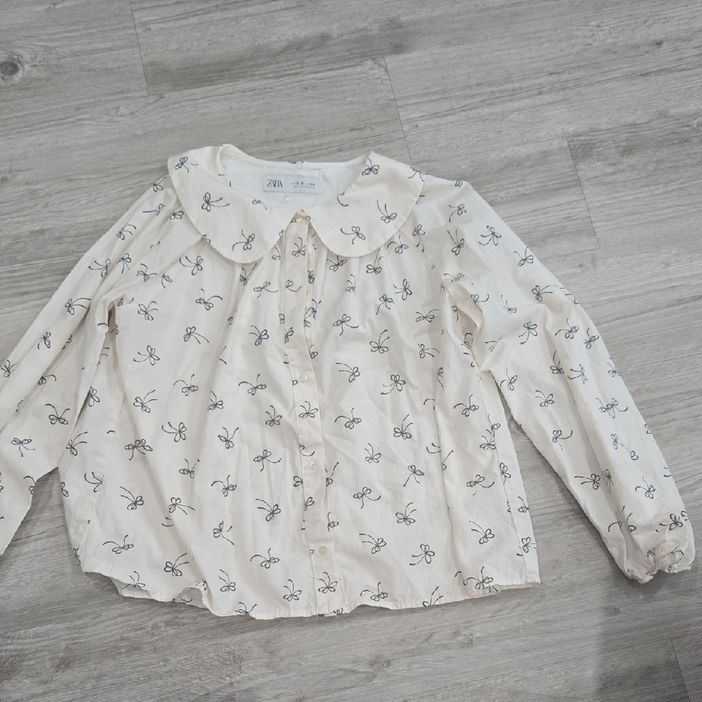 Zara Kids Cream Blouse with Bow Pattern